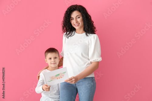 Little boy greeting his mom...