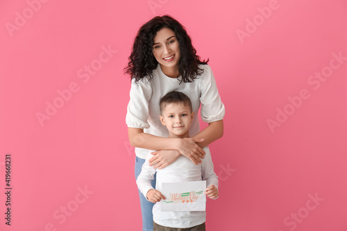 Little boy greeting his mom...