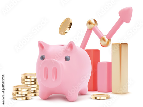 Money saving or accumulating, Financial services, Deposit concept. Isolated vector illustration for banner, poster, advertising.