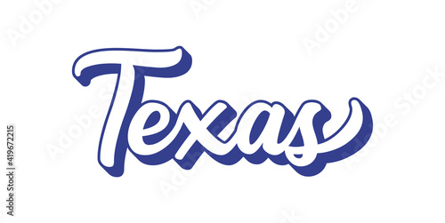 Hand sketched TEXAS text. 3D vintage, retro lettering for poster, sticker, flyer, header, card, clothing, wear