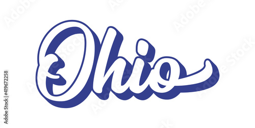 Hand sketched OHIO text. 3D vintage, retro lettering for poster, sticker, flyer, header, card, clothing, wear photo