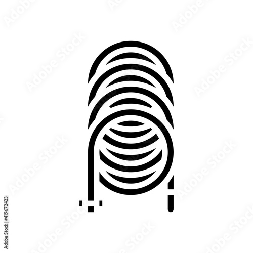 hose pipe of air compressor glyph icon vector. hose pipe of air compressor sign. isolated contour symbol black illustration