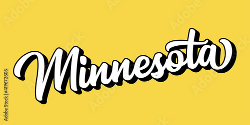 Hand sketched MINNESOTA text. 3D vintage, retro lettering for poster, sticker, flyer, header, card, clothing, wear