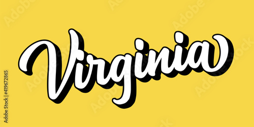 Hand sketched VIRGINIA text. 3D vintage, retro lettering for poster, sticker, flyer, header, card, clothing, wear