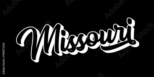 Hand sketched MISSOURI text. 3D vintage, retro lettering for poster, sticker, flyer, header, card, clothing, wear