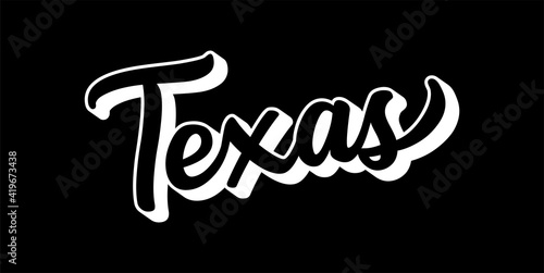Hand sketched TEXAS text. 3D vintage, retro lettering for poster, sticker, flyer, header, card, clothing, wear