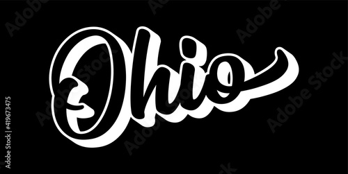 Hand sketched OHIO text. 3D vintage, retro lettering for poster, sticker, flyer, header, card, clothing, wear