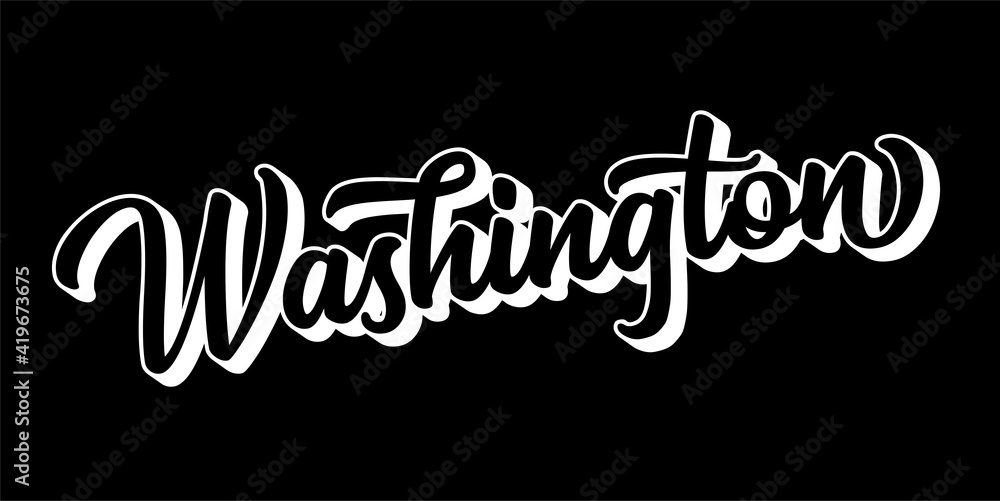 Hand sketched WASHINGTON text. 3D vintage, retro lettering for poster, sticker, flyer, header, card, clothing, wear