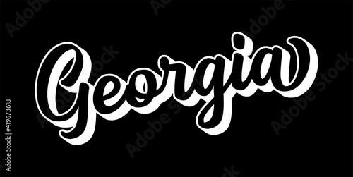 Hand sketched GEORGIA text. 3D vintage, retro lettering for poster, sticker, flyer, header, card, clothing, wear