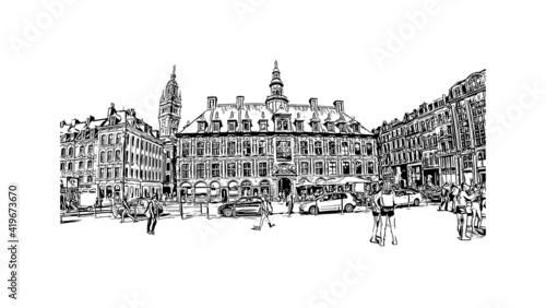 Fotografija Building view with landmark of Lille is the 
city in France