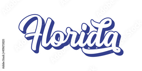 Hand sketched FLORIDA text. 3D vintage, retro lettering for poster, sticker, flyer, header, card, clothing, wear