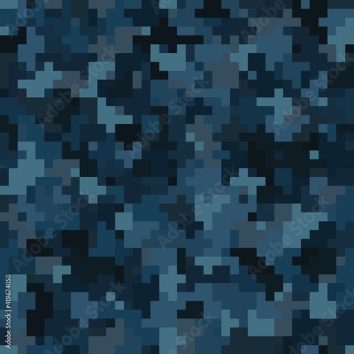 Seamless urban camouflage pattern. The pixel pattern in the foreground