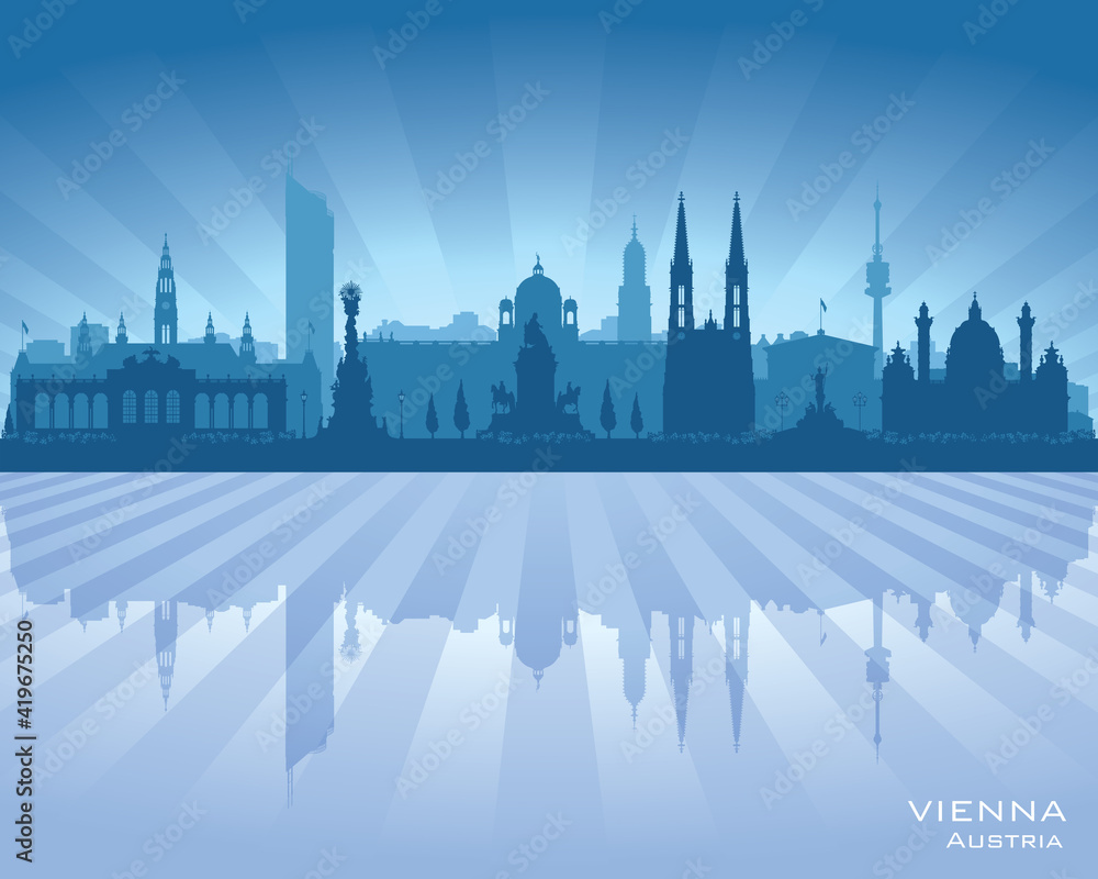 Vienna Austria city skyline vector silhouette