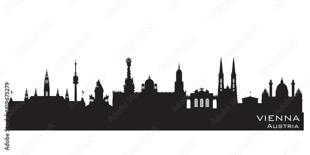 Vienna Austria city skyline vector silhouette