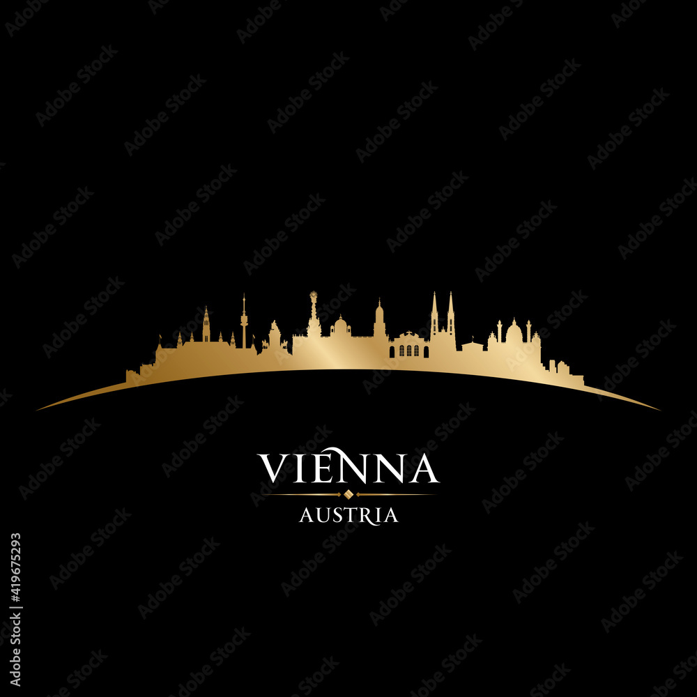 Vienna Austria city silhouette black background
