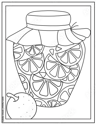 
A lemons pickle jar in editable colouring page vector 

