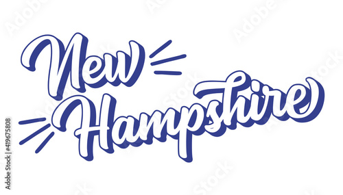 Hand sketched NEW HAMPSHIRE text. 3D vintage, retro lettering for poster, sticker, flyer, header, card, clothing, wear