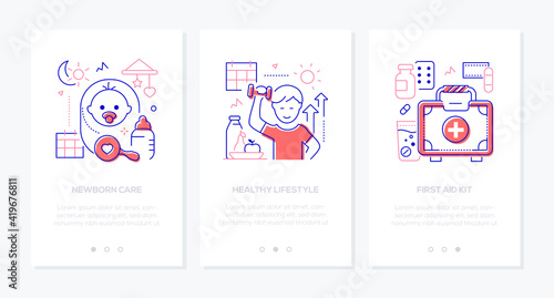 Pediatrics - modern line design style web banners