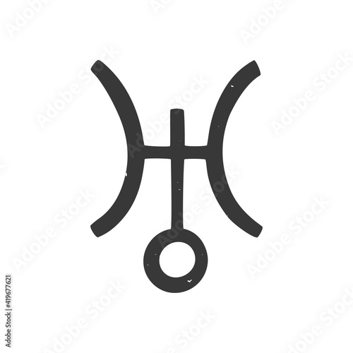 Ancient astrological symbol of Uranus. Minimalistic icon isolated on a white background. Vector hand drawn illustration