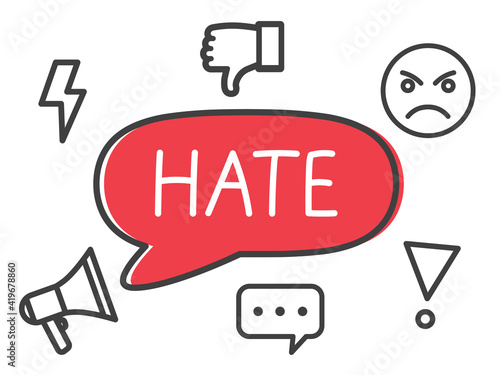 hate written in speech bubble- vector illustration