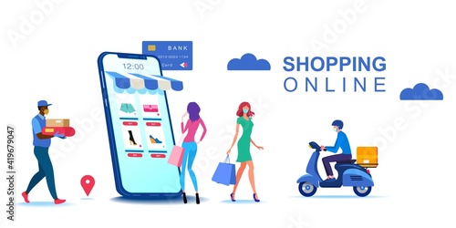 online shoppers and product delivery staff