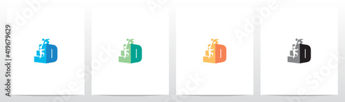 Two People Climbing Letter Logo Design D