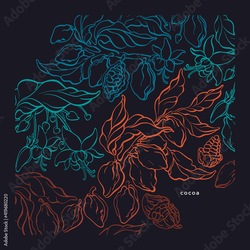 Cocoa art background. Vector nature illustration