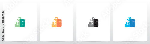 Two People Climbing Letter Logo Design S
