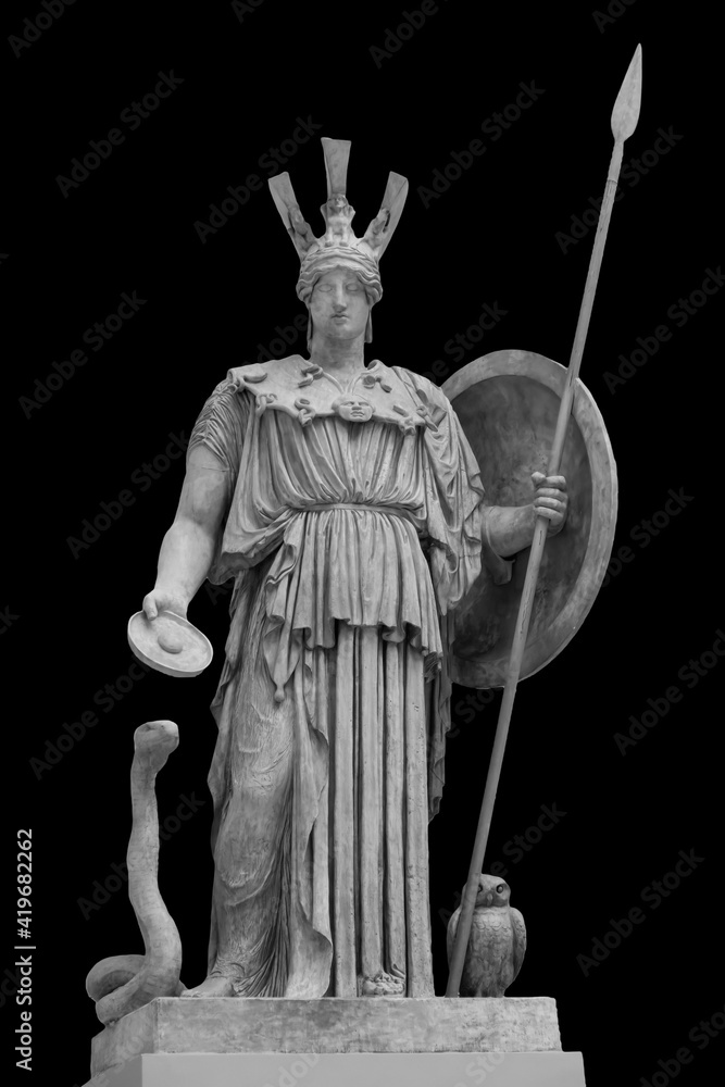 Ancient Greek Roman statue of goddess Athena god of wisdom and the arts