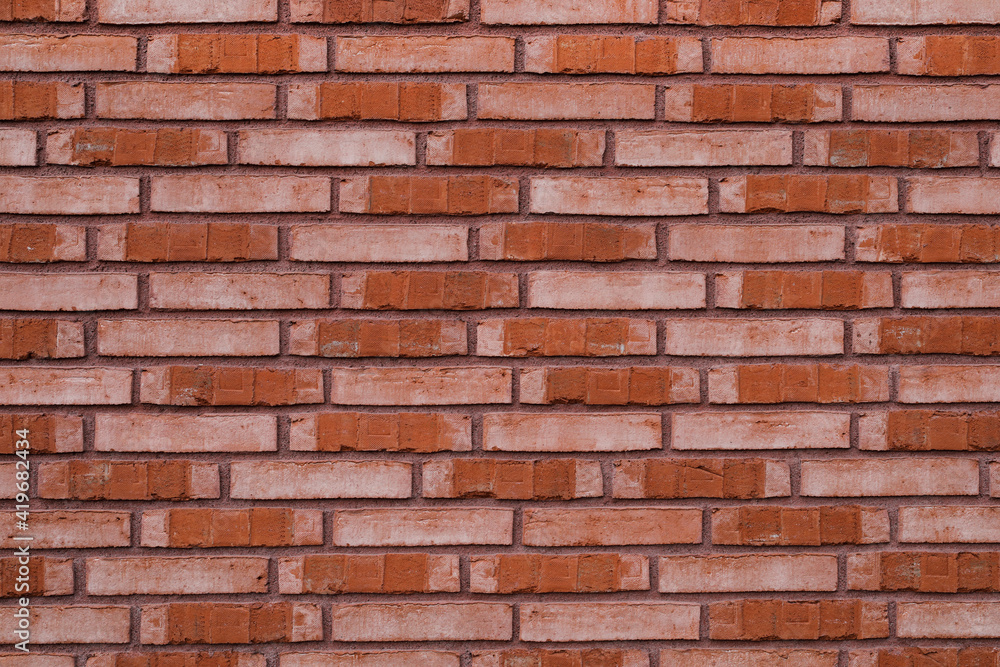 Beautiful new red brick wall with space for text, background with even surface, for template no person Beautiful new red brick wall with space for text, background with even surface, for template no person