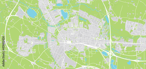 Urban vector city map of Herning  Denmark