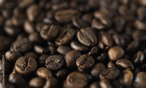 roasted coffee beans close-up background
