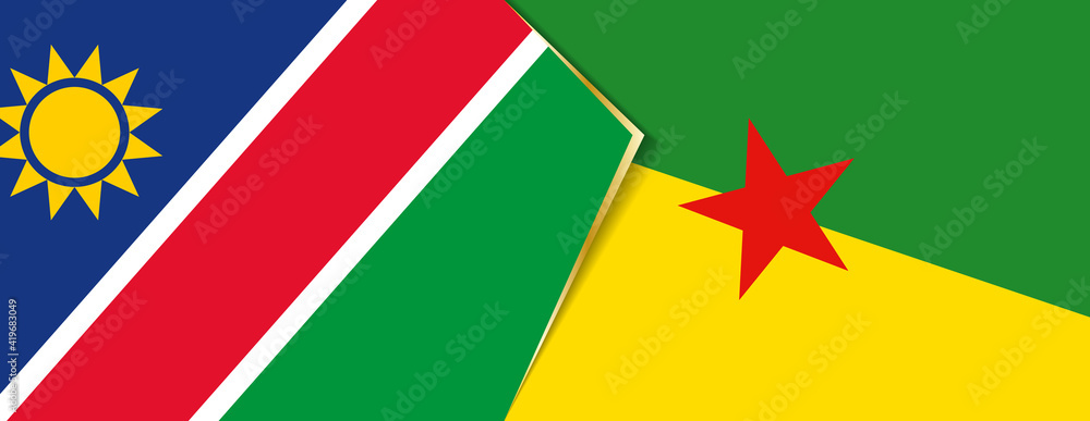 Namibia and French Guiana flags, two vector flags. Namibia and French Guiana flags, two vector flags.