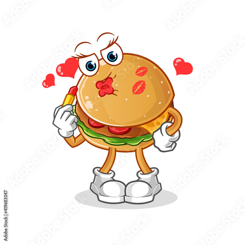 burger make up mascot. cartoon vector