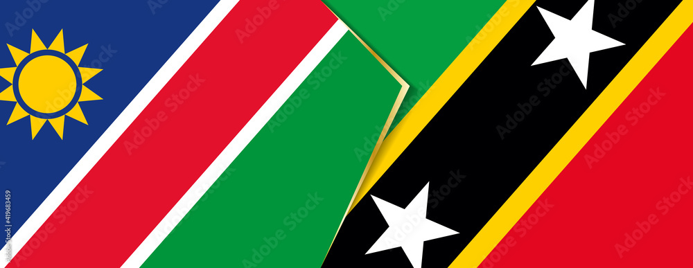 Namibia and Saint Kitts and Nevis flags, two vector flags. Namibia and Saint Kitts and Nevis flags, two vector flags.