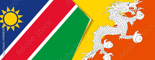 Namibia and Bhutan flags, two vector flags.