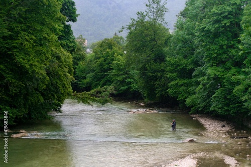 Man Fly-Fishing in Bad Ischl Austria