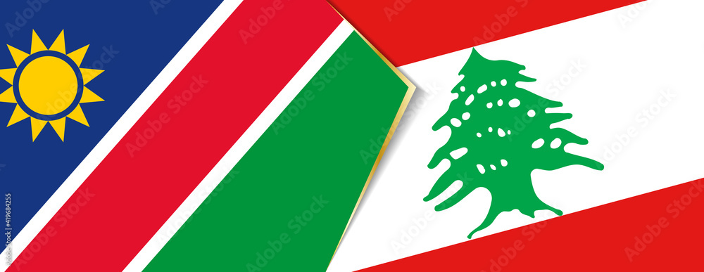 Namibia and Lebanon flags, two vector flags. Namibia and Lebanon flags, two vector flags.