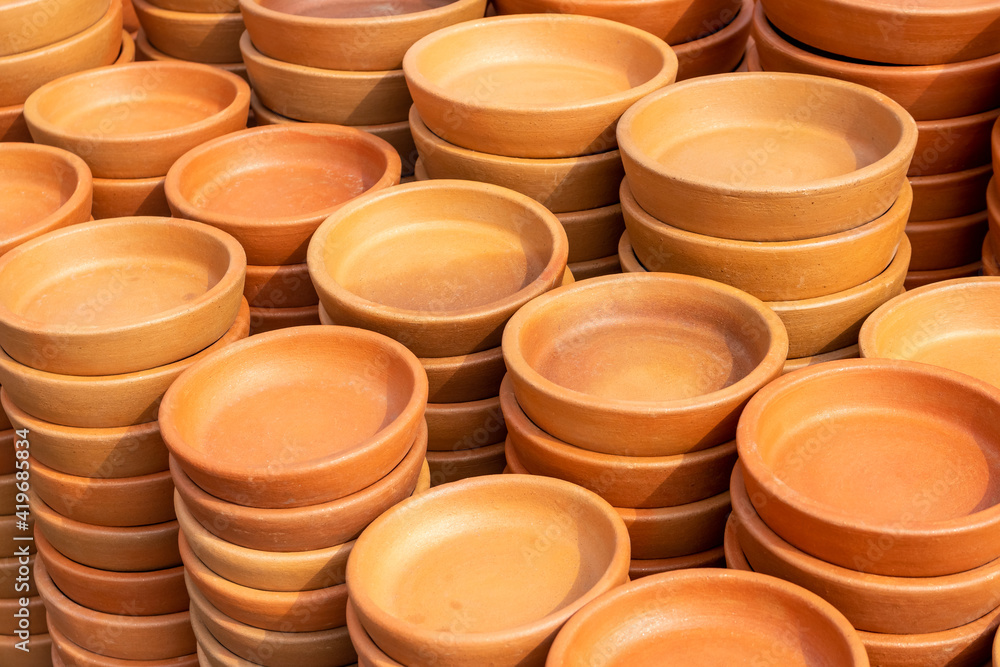 Traditional Georgian clay pottery for sale in the village of Shrosha Traditional Georgian clay pottery for sale in the village of Shrosha