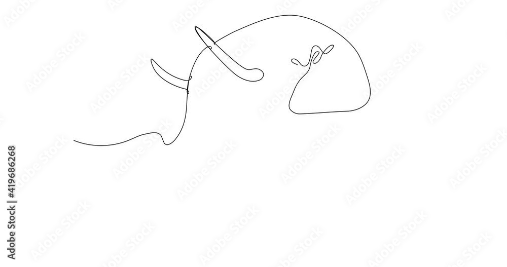Self drawing animation of continuous line drawing of elephant, lateral view.Savanna animals series. Black line on white background, isolated drawing Self drawing animation of continuous line drawing of elephant, lateral view.Savanna animals series. Black line on white background, isolated drawing