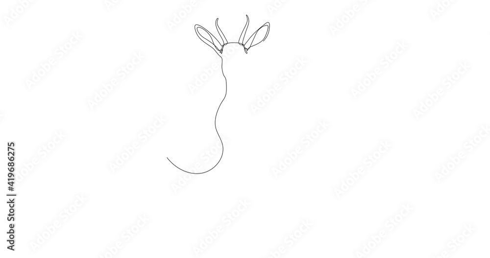 Self drawing animation of continuous line drawing of a gazelle. Savanna animals series. Black line on white background, isolated drawing Self drawing animation of continuous line drawing of a gazelle. Savanna animals series. Black line on white background, isolated drawing