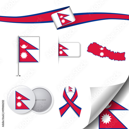 Nepal Flag with elements