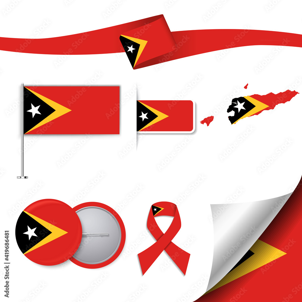 East Timor Flag with elements