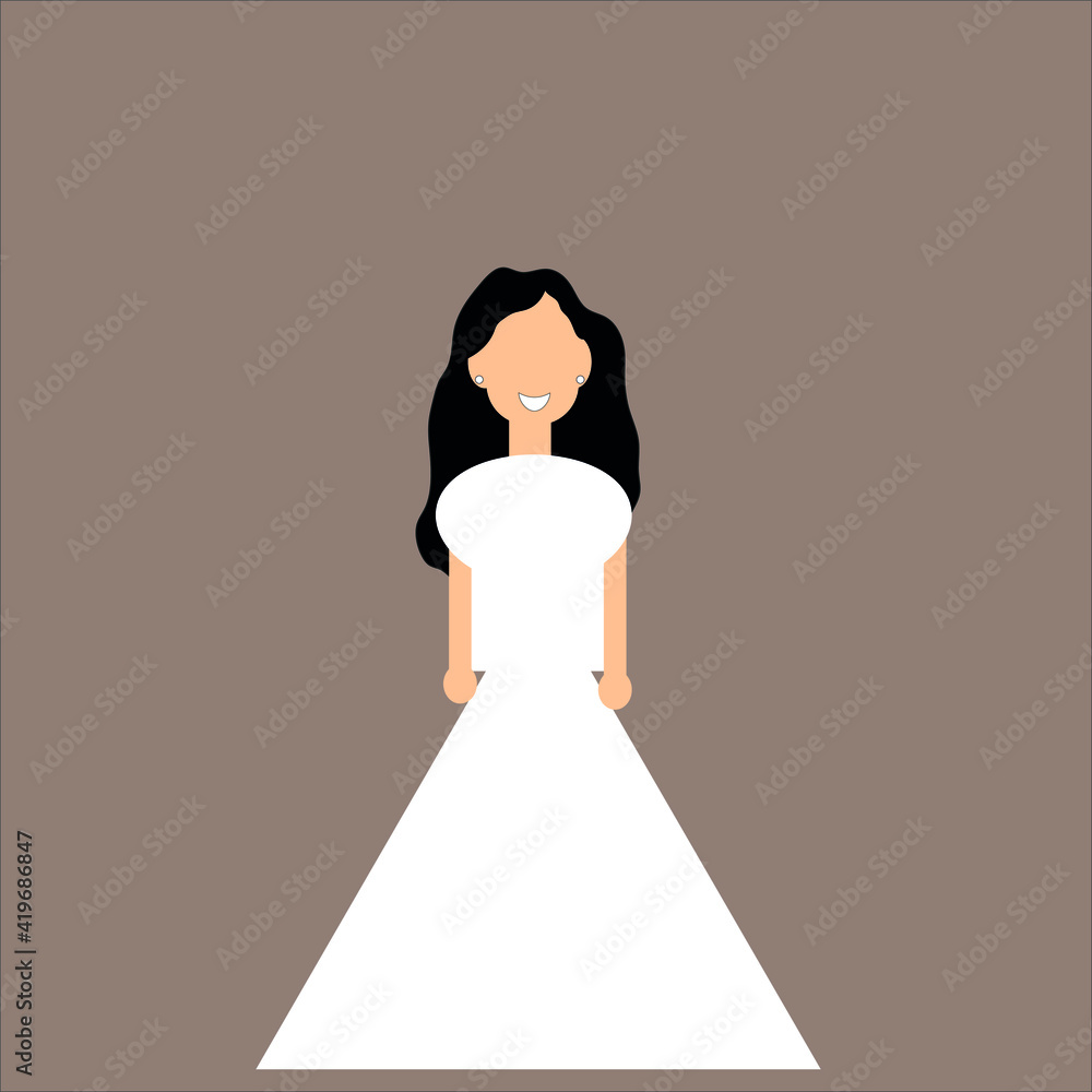 A woman in a wedding dress. Vector illustration.