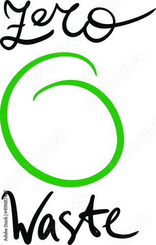 logo for the concept of zero waste with a green circle in modern lettering style, use as a sticker, sign, icon, element for presentation, emblem of Refuse Reduce Reuse Recycle 