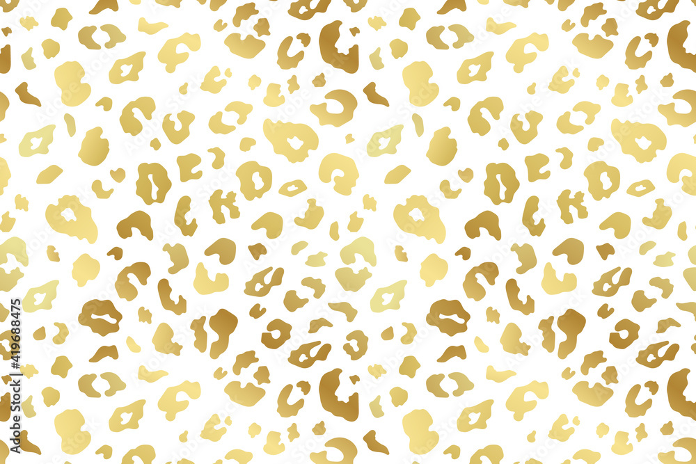 Vector Trendy abstract gold leopard background. Wild animal cheetah skin metallic golden texture on white background for fashion print design, wallpaper