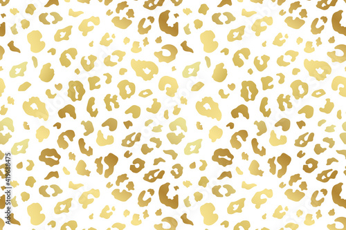 Vector Trendy abstract gold leopard background. Wild animal cheetah skin metallic golden texture on white background for fashion print design, wallpaper