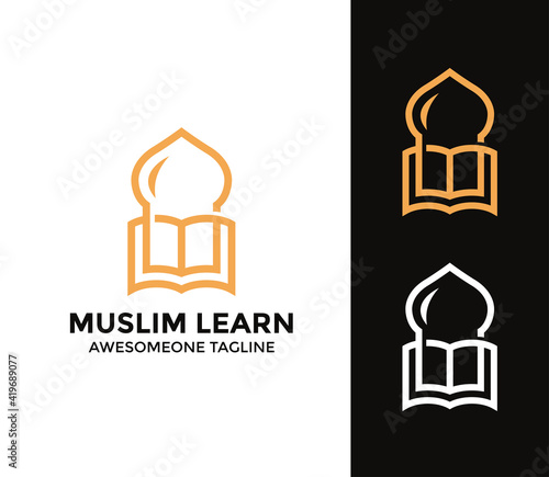 Muslim Learn logo, muslim book logo design illustration