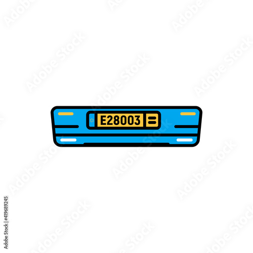 Car number plate data protection and security isolated icon. Vector General Data Protection Regulation on information database access, vehicle location confidential policy, european american database