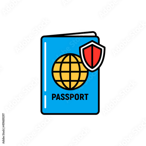 International passport travel and immigration document with personal data isolated icon. Vector id person identification card, official international paper with information about person, documentation